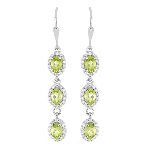 STERLING SILVER REAL PERIDOT MULTI STONE EARRINGS